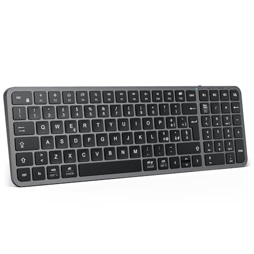iClever Tastiera Bluetooth,Tastiera Wireless Ricaricabile,Compatta Tastiera PC Bluetooth Multi-Dispositivo Con Connessione Stabile USB-C,Silenziosa Tastiera Compatibile Mac per ipad,Tablet,imac,Laptop