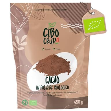 Cacao Amaro in Polvere - 450g. Cacao in Polvere Biologico Naturale e Puro. Cacao in Polvere Bio Ricco di Antiossidanti Magnesio Ferro Vitamina B1 e B2.