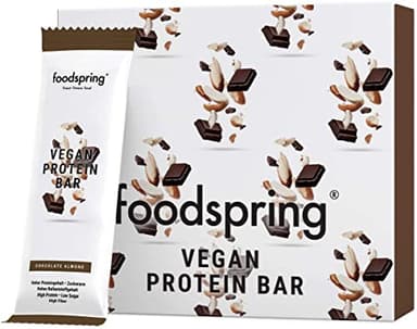 foodspring Barrette Proteiche Vegane, 12 x 60g, Cioccolato e Mandorla, il tuo snack vegano con proteine 100% di origine vegetale