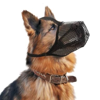 Museruola per Cani, Taglia L Museruola a Rete per Cani Traspirante Museruola Cane Regolabile Museruola per Cane Taglia Medi E Grandi Può Bere per Impedisce di Masticare Rosicchiare e Abbaio (Nero)