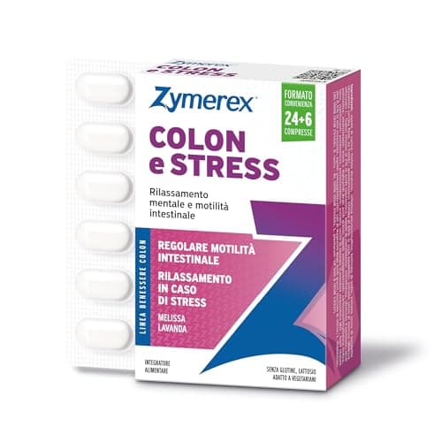 Zymerex REGOLA COLON E STRESS | 30 compresse | Regolarità intestinale | Con Acido butirrico | 6 miliardi di Probiotici | Senza glutine e lattosio | Adatto a vegetariani