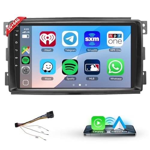 Podofo Autoradio Carplay per Mercedes-Benz Smart 2005-2010, 9" Touchscreen 2G+64G con Carplay Android Auto senza fili, Bluetooth/GPS/WiFi/FM/RDS/SWC/HiFi/USB