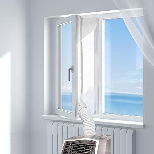HOOMEE 400CM Guarnizione Universale per Finestre per Condizionatore Portatile, Asciugatrice – Per Tutti Climatizzatori Mobili, Facile da Montare – Con zip, Chiusura a Strappo