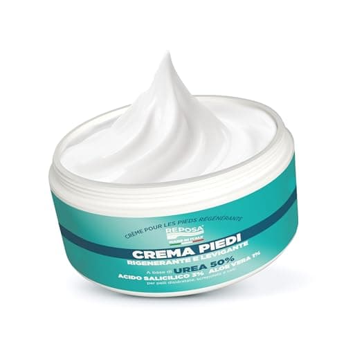 Reposa - Nuova Versione Crema Piedi Secchi Screpolati Calli e Duroni, Crema Urea Rigenerante Levigante con Acido Salicilico e Aloe Vera, Idratazione Talloni e Pelli Disidratate - Made in Italy, 150 ml
