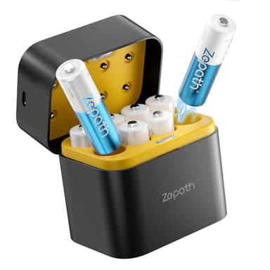 8PCS 1,5V AA Lithium Batterie Ricaricabili con Caricabatterie 8 Slot, 3000mWh Dobbia A Pile Ricaricabili, Ricarica & stoccaggio in Uno