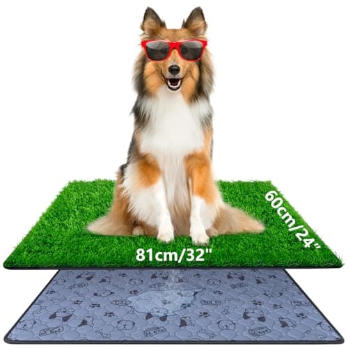 Lettiera per cani, 81 x 60 cm, con erba artificiale, altamente permeabile, per cuccioli, lavabile e riutilizzabile, per interni ed esterni
