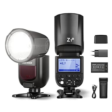 NEEWER Flash Speedlite Z1-N TTL Testa Tonda per DSLR Digitali Nikon,76Ws 2,4G HSS 1/8000s,Lampada LED 10 Livelli per book fotografici,Batteria al Litio 2600mAh,480 Scatti a Piena Potenza,Riciclo:1,5s