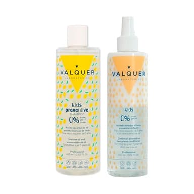 Valquer Laboratorios Pack Shampoo e balsamo preventivo per bambini in età scolare. Prevenzione dei pidocchi. Con olio di melaleuca - 400 ml + 300 ml