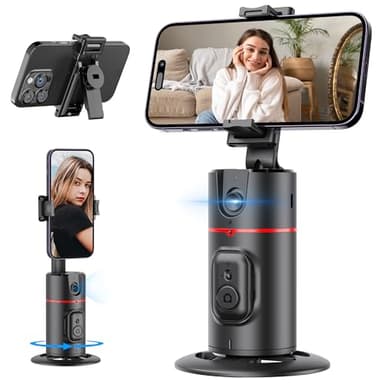 Auto Tracking Treppiede Smartphone, Estensibile Supporto per Telefono Cellulare con Funzione di AI Tracciamento 360°del Viso e Telecomando, Niente App Richiesta, Supporto Smartphone per iPhone/Android