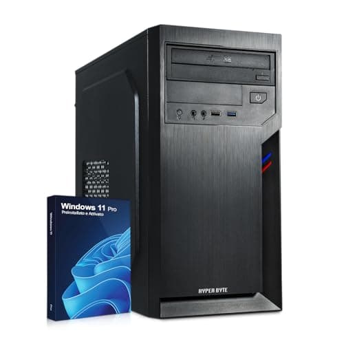 HYPER BYTE® Office Pc - Computer con 𝗜ntel Quad Core i7 a 3,9 GHz | 32 GB di RAM | disco rigido SSD da 1 TB | Win 11 Pro | Wifi | PC fisso per ufficio