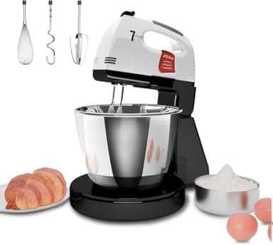 Impastatrice Planetaria, 7 velocità con ciotola in acciaio inossidabile 3QT, Robot da Cucina Multifunzione, supporto e sbattitore manuale con gancio per impastare, frusta (YR6)