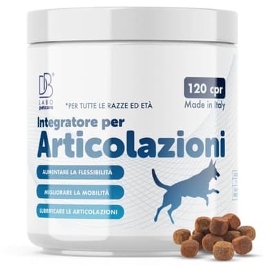 Db Labo Integratore Articolazioni Cane di Tutte Le età e Razze - 120 CPR di Joint Care Vegane con Glucosamina, Condroitina e Artiglio del Diavolo per la Flessibilità e Mobilità Articolare - Made IT