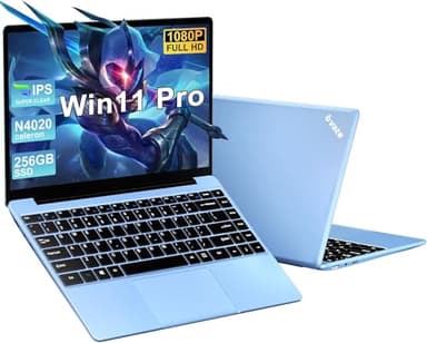 Win 11 PC Portatile Computer Notebook 14 Pollici 1080P 256GB 2.4G+5G Supporta La Scheda SSD La Scheda TF Estesa, Wireless Bluetooth Mouse Wifi, Italiana Tastiera blue