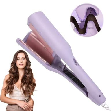 ZOYDP Piastra Onde Larghe, 32mm Piastra Onde per Capelli, Ferro per Capelli Onde con 4 Temperatura, Piastra Capelli Mossi, Riscaldamento Rapido Piastra Beach Waves per Capelli Lunghi e Corti
