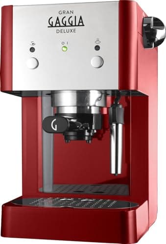 Gaggia Ri8425/22 Grangaggia Deluxe Macchina Manuale per Il Caffè Espresso, Macinato e Cialde, 15 Bar, Colore Rosso, 1025W