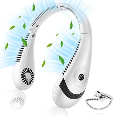 Ventilatore da collo portatile - 5000mAh Ventilatori personali pieghevoli a mani libere Neck Fan, USB ricaricabile a batteria, display di alimentazione a LED per viaggi all'aperto Campeggio丨Bianco