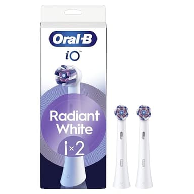 Oral-B Testine di Ricambio iO Series Radiant White, testine rotonde originali, rimozione della placca, per lo sbiancamento dei denti, 2