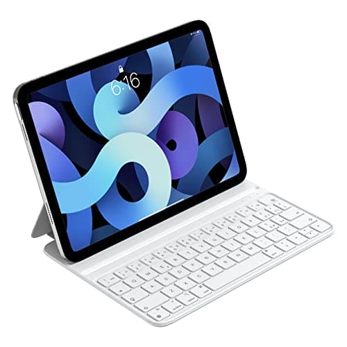 HOU Tastiera Bluetooth per iPad Air 6a/5a/4a/Pro 11, Air 11 Pollici(M3/M2, 2025/2024), Custodia in Ecopelle con Tastiera, Angolo Ergonomico, Disposizione ltaliana, Bianco