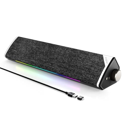 SOULION R60 Casse PC, LED Soundbar USB Altoparlante per PC con Bluetooth V5.3, Alimentato via USB, Cassa per Computer con Jack da 3,5 mm per PC, Laptop, Monitor