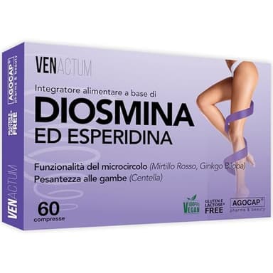 Diosmina Esperidina, Circolazione gambe, Microcircolo e Trattamento delle Vene Varicose. Venactum, 60 compresse con Mirtillo rosso, gingko biloba, Centella Asiatica. Contrasta i capillari rotti gambe