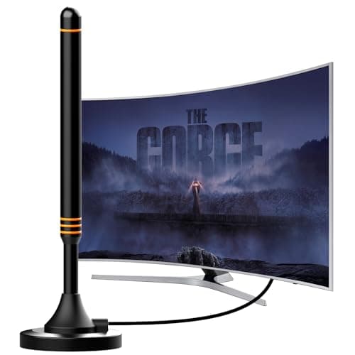 Antenna TV Interna Amplificata Potente Facile Installazione, Long Range Reception Antenna TV Portatile Support 4K 1080p VHF UHF DVB-T/DVB-T(Orange)