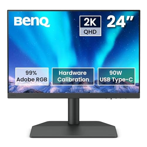 BenQ SW242Q Monitor per fotografia da 24 pollici 2K 16:10 Compatibile con MacBook/Windows, 99% di Adobe RGB, 98% di P3, Calibrazione Hardware, USB-C da 90W, LUT 3D da 16 bit, HDR10