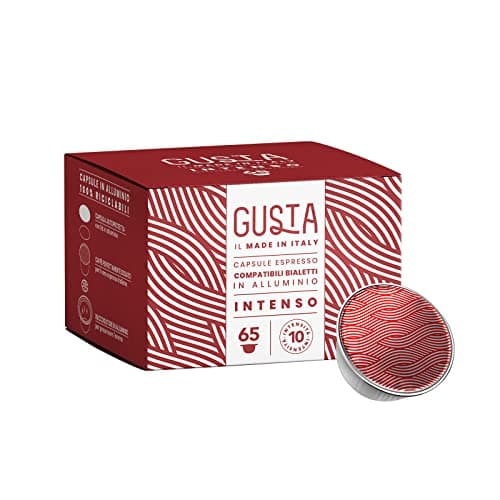 Gusta Capsule Compatibili Bialetti, Capsule In Alluminio, Gusto Intenso, Box Da 65 Capsule, 100% Riciclabili, Intensità 10