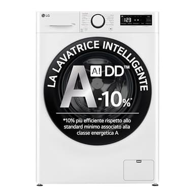 LG AI DD F4R3011NSWB Lavatrice Carica Frontale Serie R3, 11kg, 1400 giri, AIWash, Lavaggio a vapore, Motore Direct Drive, Smart Diagnosis, Libera installazione, Bianca, 60 x 85 x 56.5 cm
