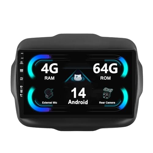 MISONDA 4G+64G Autoradio Android 14 adatta per Jeep Renegade 2016-2020 integrati DSP/GPS/Carplay/Android Auto - Fotocamera+MIC - 9 pollici IPS 2 Din - Controllo al volante WiFi DAB RDS Fast-boot