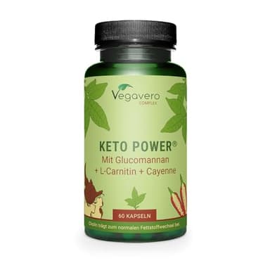 Vegavero® Keto Power | Ideale per Dieta Chetogenica | Con Konjac, L-Teanina, L-Carnitina ed Inulina | Metabolismo degli Acidi Grassi | Senza Additivi | No OGM | Vegan