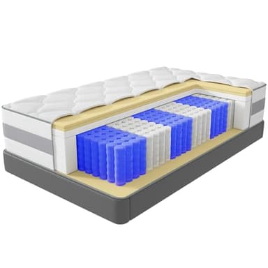 INMOKO Materasso, 160x200 cm, Materasso a molle insacchettate，Altezza 25 cm, Ortopedico e Ergonomico, Anallergico e Antibatterico，materasso a 10 strati di comfort e supporto