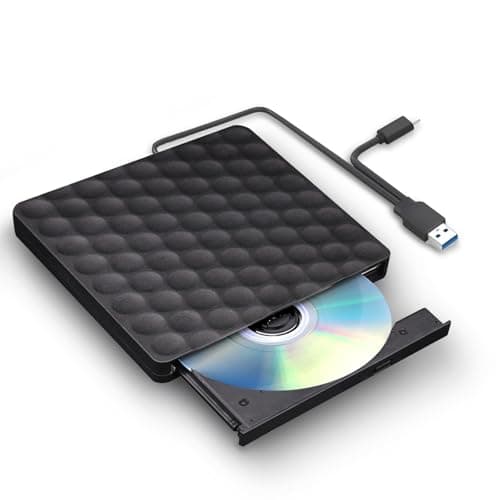 XIAOXIN Lettore CD DVD Esterno Portatile, Masterizzatore DVD Esterno, Lettore CD Esterno per Pc Desktop Tower, Disco Esterno Ultra Slim USB 3.0, compatibile con Windows 11/10/8.1/7/XP, Linux e Mac OS