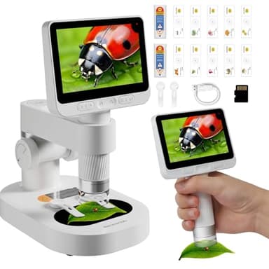 BEAVERLAB Microscopio digitale 4,0" IPS, 1600x Microscopio Elettronico Portatile da 1080P HD con 8 luci LED Regolabili, usb Microscopio per bambini/adulti, compatibile con telefono cellulare per PC/TV