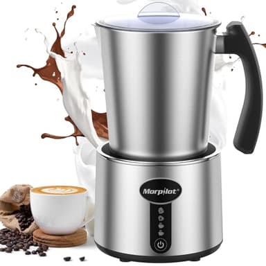 Morpilot Montalatte Elettrico, Milk Frother in Acciaio Inossidabile, 4 in 1 Funzione, Capacità Massima 230ml Cappuccino o 500 ml Latte Caldo