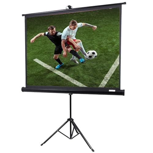 OVERMAX Tripod Screen 60" Pollici Schermo proiettore con supporto 116 x 87cm, Tela bianca opaca, Treppiede regolazione dell'altezza, Meccanismo di Chiusura Schermo a Molla, Realistica dei colori