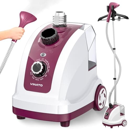 VINATO Stiratrice Verticale, Ferro da Stiro Verticale a Vapore con Serbatoio Dell'acqua, 11 Funzioni di Vapore Stiratore Verticale, Spazzola a Vapore per Tutti i Tipi di Tessuti - 2000W