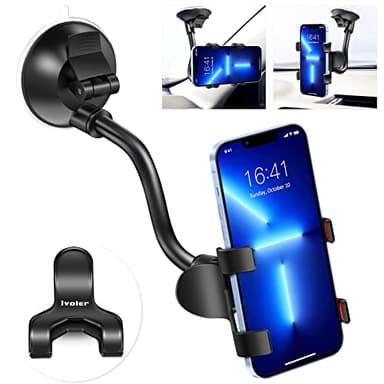 iVoler Supporto Cellulare Auto, Supporto Universale Porta 360 Gradi di Rotazione per Cruscotto Dashboard Parabrezza con Ventosa per iPhone Samsung Galaxy ASUS Zenfone Huawei(Nero/Rosso)