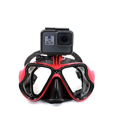 Eyeon Nuoto Maschera Subacquea Sub Occhiali Immersioni per Snorkeling con Supporto per Action Camera per GoPro, Xiaomi YI, SJCAM, Apeman, Crosstour, Victure, Campark AKASO, WIMIUS, DBPOWER (Rosso)