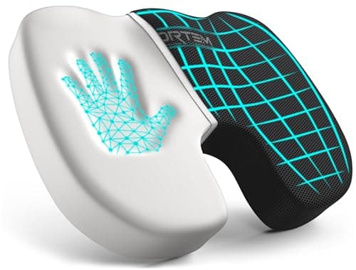 FORTEM Cuscino Sedia Ufficio, Cuscino Sedile, Cuscino Memory Foam per Sedia da Scrivania, Cuscino Antiscivolo per Gaming, Cuscino Sedile Auto, Fodera Lavabile