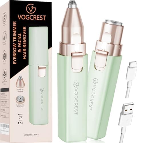 Rasoio per viso per donna: Rasoio elettrico 2 in 1 per il viso e le sopracciglia - luce LED integrata per la rimozione dei peli del viso delle labbra e del corpo delle