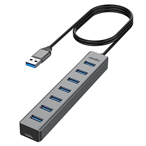 Atolla Hub USB 3.0, 7 Porte in Alluminio Multi Hub USB, Cavo di Espansione Adattatore USB 1M per PC, Laptop, MacBook Pro, ecc