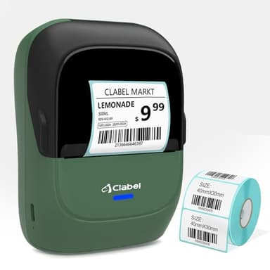 CLABEL Mini Portatile Stampante per Etichette: 221B Bluetooth Termica Etichettatrice Adesive Compatibile con iOS e Android Label Printer con 1 Rotolo di Etichette per Ufficio Casa Prezzo(Verde)