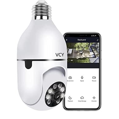 Telecamera per lampadina wifi 2MP Smart Life 5GHz Fotocamera, 1080P PTC IR E27 Visione notturna a coloriCCTV di sicurezza domestica con monitoraggio automatico 360 ° Pan-Tilt View light Camera Indoor