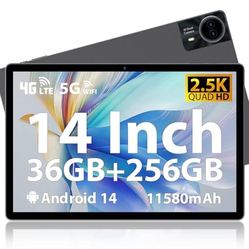 MAXLEGEN Android 14 Tablet, Display 14 Pollici 2,5K Incell, 36GB RAM+256GB ROM(TF 1TB), 4G LTE+5G WiFi Tablet con Octa Core/4 altoparlanti/11580 mAh/BT5.0/GMS/GPS, Tab Pen/custodia/auricolare Inclusa