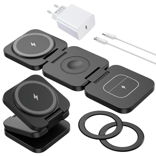 KU XIU Caricatore Wireless per Samsung, Stazione di Ricarica Pieghevole Magnetica 3 in 1 per Galaxy S25 Ultra S24 S23 S22 Note Z Fold Flip, Ricarica Wireless per Galaxy Watch Ultra 7 6 5 4 Galaxy Buds