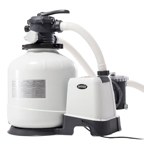 Intex 26652 – Pompa Filtro a Sabbia Krystal Clear, Flusso d'Acqua 12000 L/h, Flusso di Sistema 9200 L/h, Plastica, Bianco