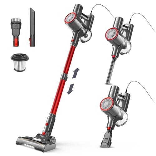 YISORA Aspirapolvere con Filo, Scopa Elettrica con filo 6 in 1 Aspirapolvere e Aspira Briciole, 23kPa 600 W, Lunghezza Cavo 6m, Senza sacco, per Pavimenti duri, tappeti, peli di Animali Domestici (I8