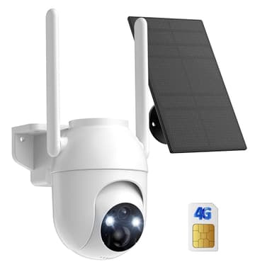 PEEIPM 4G LTE Telecamere Esterno Solare con Sim: Telecamere Batteria Senza Fili 360° PTZ Videocamera Sorveglianza Esterno Visione Notturna Colori 2 Vie Audio IP65