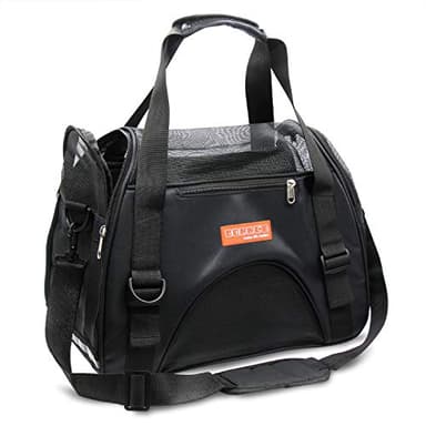 GOMMLE Trasportino da Viaggio per Animali Domestici Criceti Conigli Cani, Borsa Portatile per Animali Domestici Morbida Omologata dalle Compagnie Aeree (S - 44x22x28 CM for Max 3KG Pet, Nero)