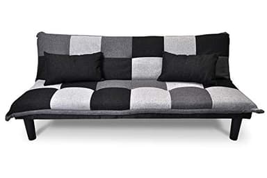 SAMIRA Divano letto clic clac in tessuto grigio scuro - nero - grigio chiaro - Divanetto mod. Russell